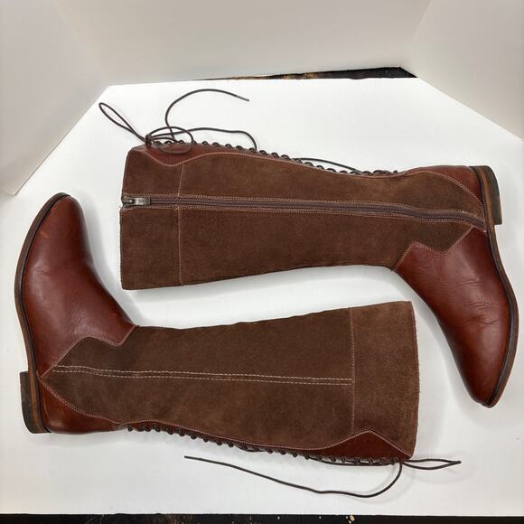 Brown Leather Suede Tall Riding Boots - Women's Size 8 - Picture 2 of 13